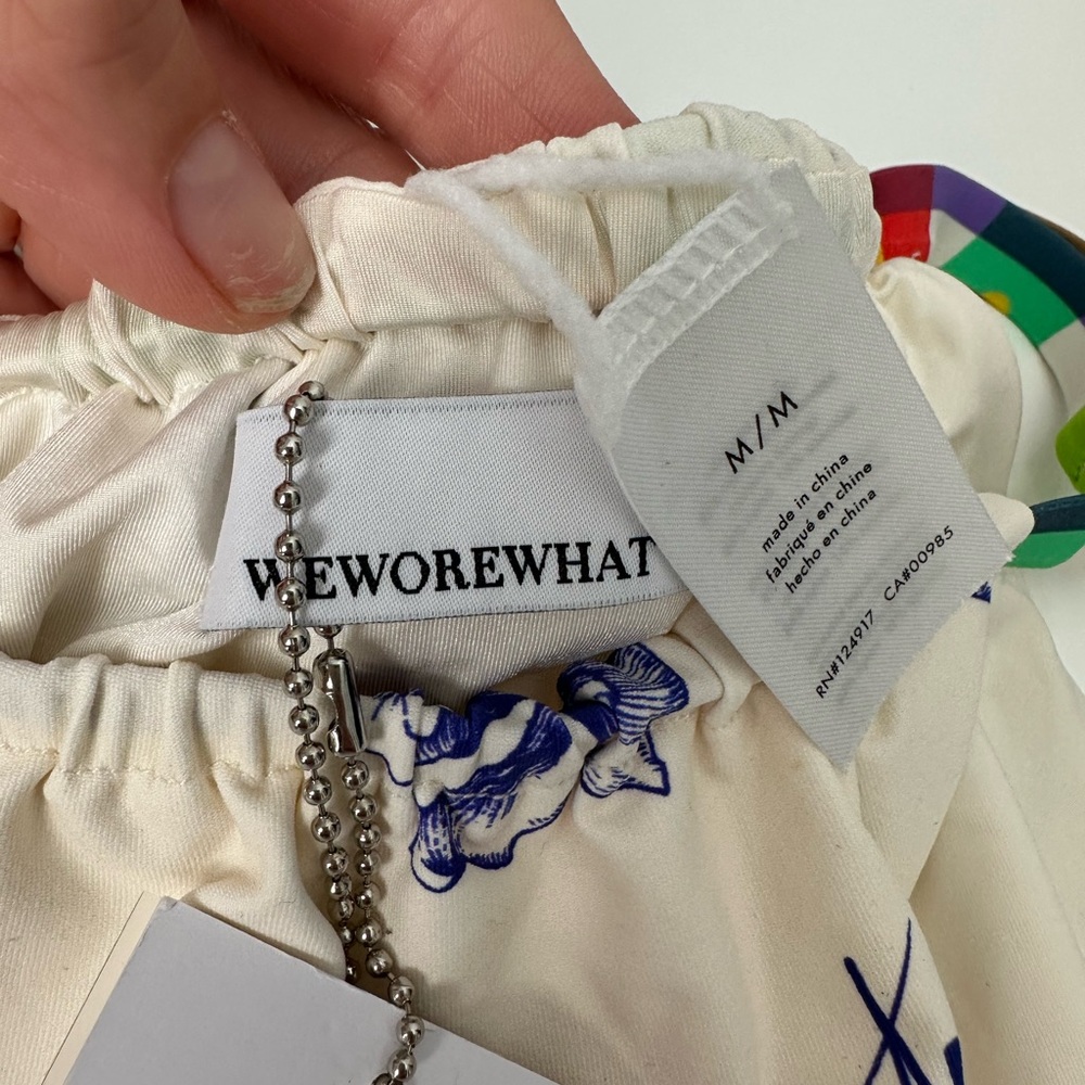 WeWoreWhat Cream and Blue Bikini
